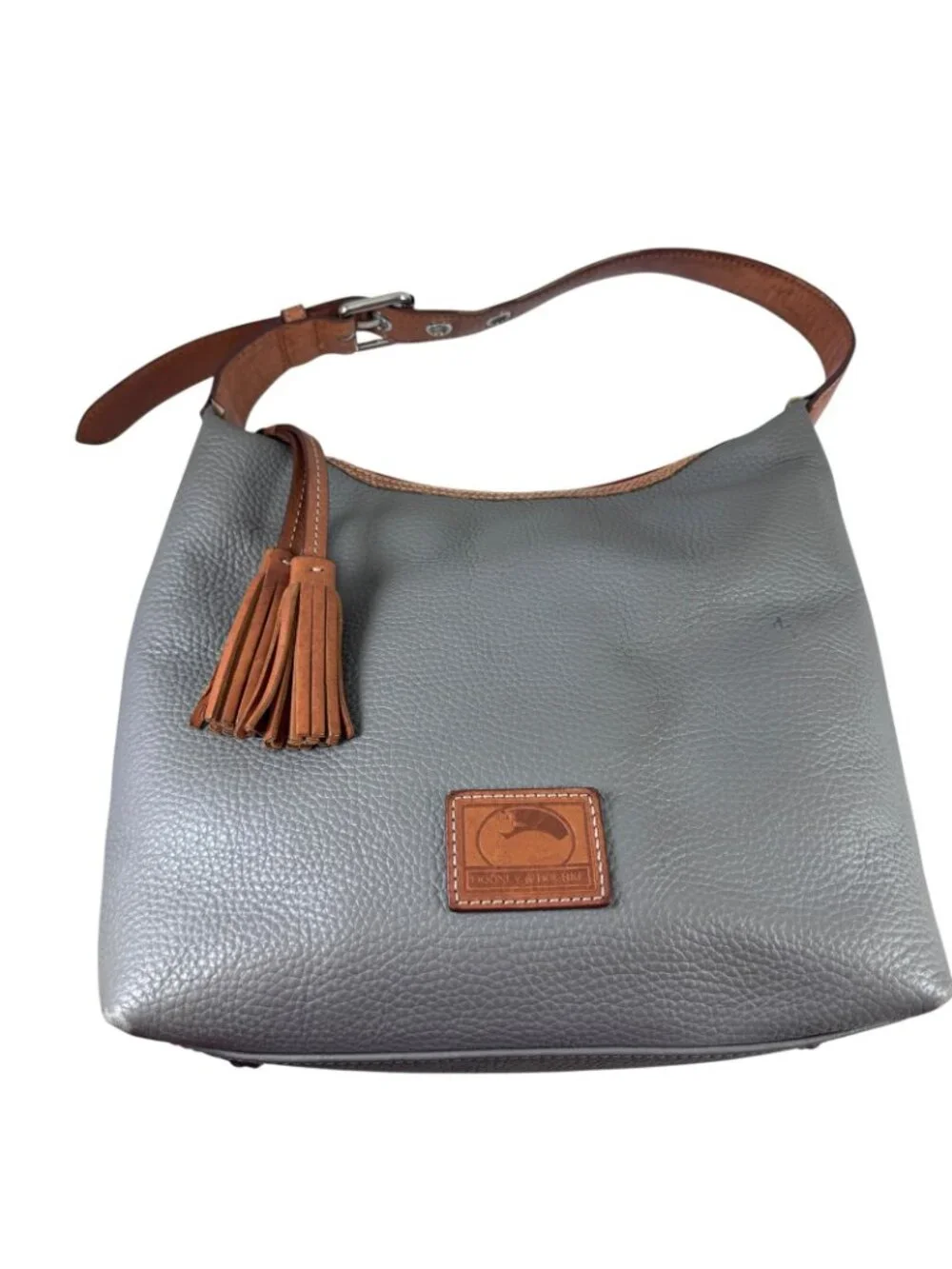 Dooney & Bourke Paige Sac Shoulder Hobo Purse Bag Gray Pebbled Leather